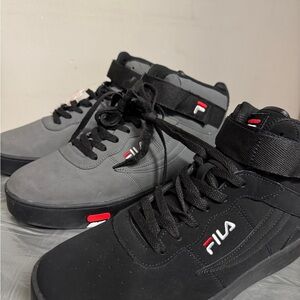 Fila Men's Black and Gray High-Top Sneakers
